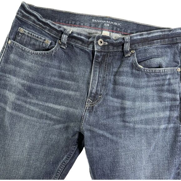 Banana Republic Jeans Men's 36x33** Selvedge Denim Slim Fit Dark‎ Indigo - Picture 1 of 7
